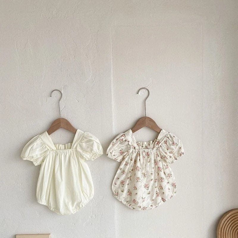 半袖ロンパース ベビー フラワー 無地 リボン 半袖 長袖 ロンパース【mh0000723】