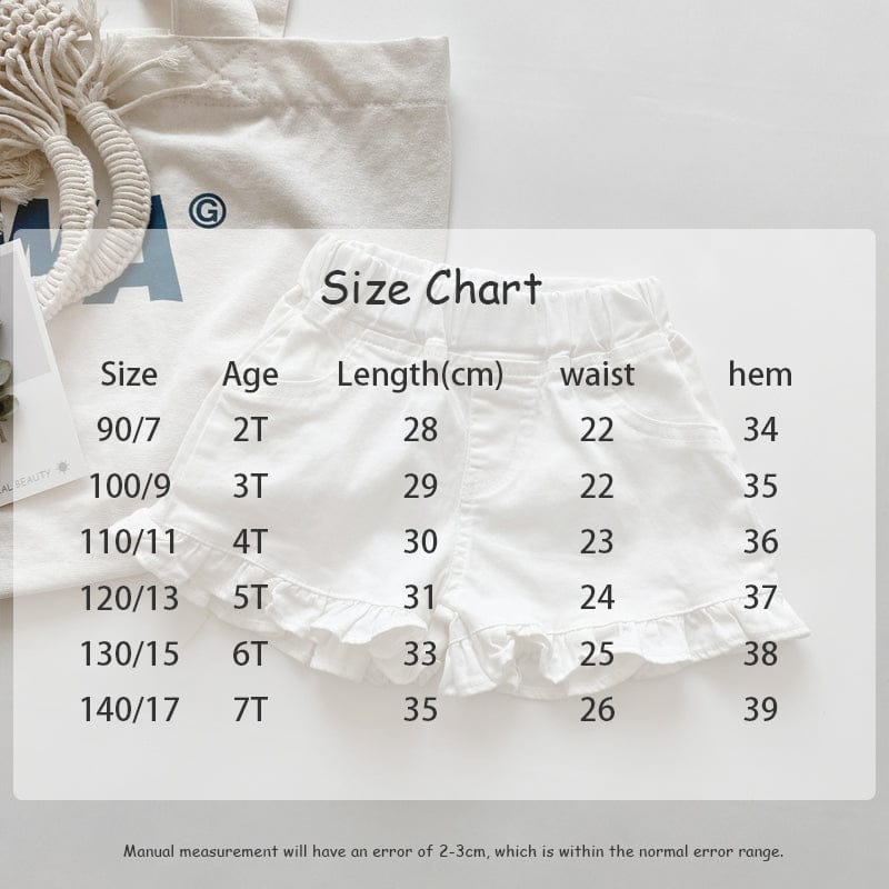 ハーフパンツ・ショートパンツ キッズ  デニム 無地 フリル ショートパンツ【mh0001359】