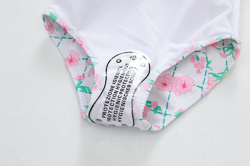 ベビー用水着 キッズ 水着 長袖 ワンピース フリル フラワー 花柄 チェック スイムウェア 帽子 セット ガールズ【mh0001992】