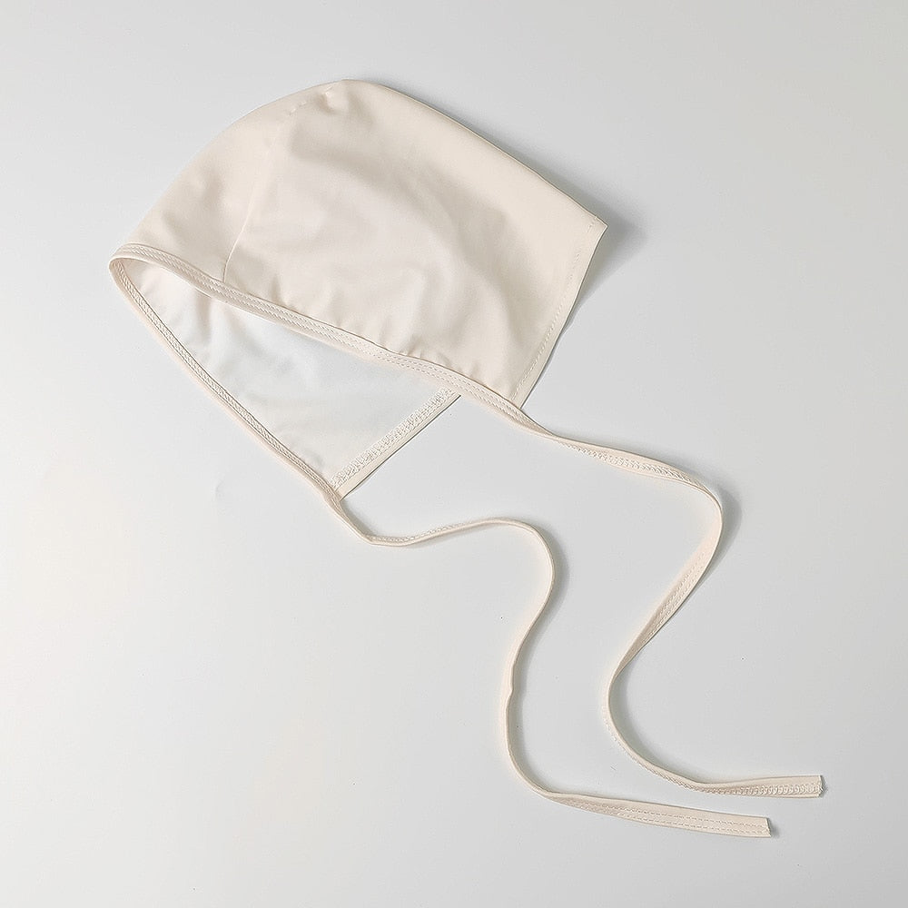 ベビー用水着 キッズ 水着 ワンピース レース フリル シャーリング エレガント 帽子 セット スイムウェア ベージュ ガールズ【mh0002002】