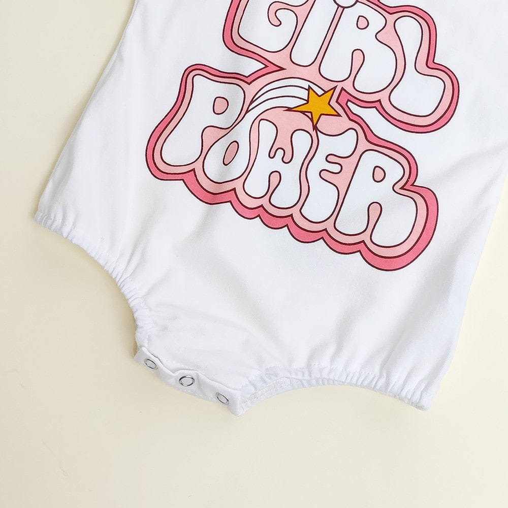 半袖ロンパース ベビー グラフィティ レターロゴ プリント パッチワーク 半袖 ロンパース ホワイト ガールズ【mh0002011】