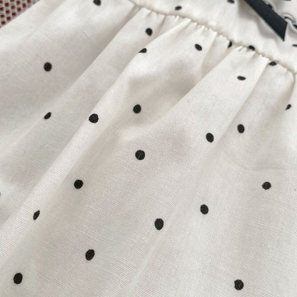 半袖ロンパース ベビー 水玉 ドット リボン 丸襟 半袖 ロンパース ガールズ【mh0002064】