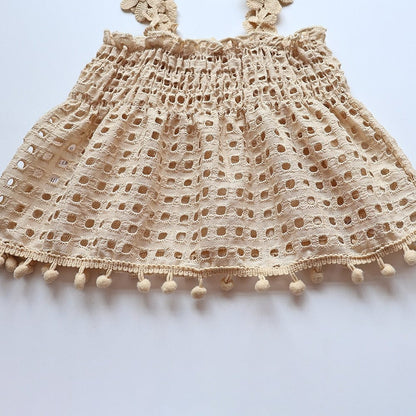 ノースリーブセットアップ ベビー セットアップ レース フラワー キャミソール チュニック ブラウス フリル ブルマパンツ ショートパンツ ガールズ【mh0002162】