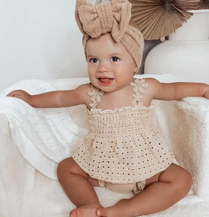 ノースリーブセットアップ ベビー セットアップ レース フラワー キャミソール チュニック ブラウス フリル ブルマパンツ ショートパンツ ガールズ【mh0002162】