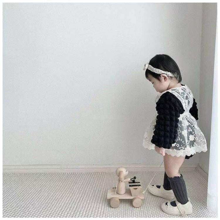 ノースリーブワンピース ベビー レース 刺繍 オーバー エプロン ドレス ワンピース ガールズ【mh0002434】