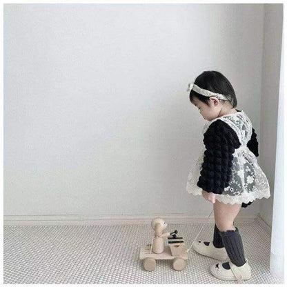 ノースリーブワンピース ベビー レース 刺繍 オーバー エプロン ドレス ワンピース ガールズ【mh0002434】