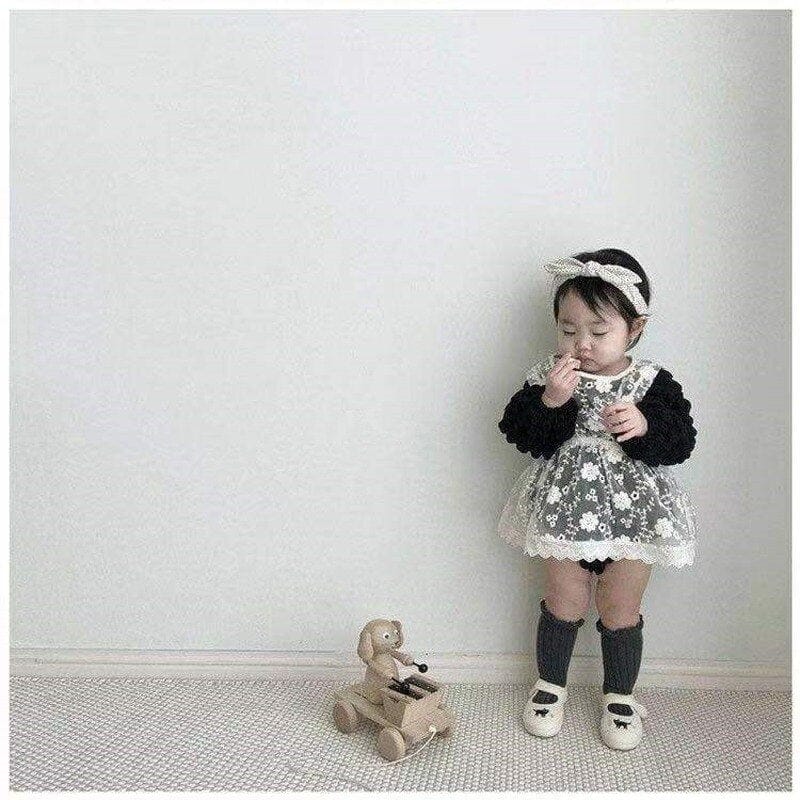 ノースリーブワンピース ベビー レース 刺繍 オーバー エプロン ドレス ワンピース ガールズ【mh0002434】