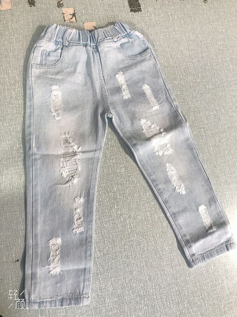 デニムパンツ キッズ ダメージ加工 デニム ルーズ スリム パンツ ジーンズ ジーパン ボーイズ【mh0002532】