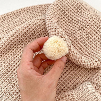 カーディガン・パーカー ベビー ニットフーディ ブルマパンツ 単品 ぽんぽん フード付きパーカー ベージュ ユニセックス 男の子 女の子【mh0002827】