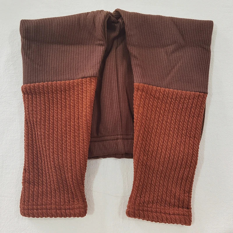 レギンスパンツ ベビーレギンスパンツ パッチワーク 裏フリース レギンスパンツ ブラウン ユニセックス 男の子 女の子 子供服【mh0003260】