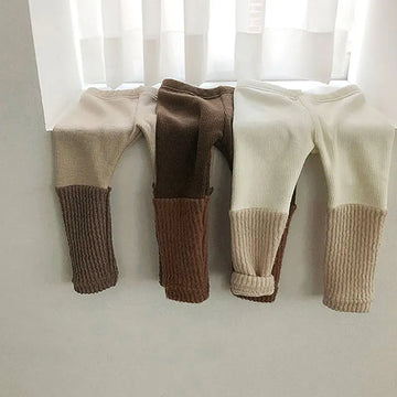 レギンスパンツ ベビーレギンスパンツ パッチワーク 裏フリース レギンスパンツ ブラウン ユニセックス 男の子 女の子 子供服【mh0003260】
