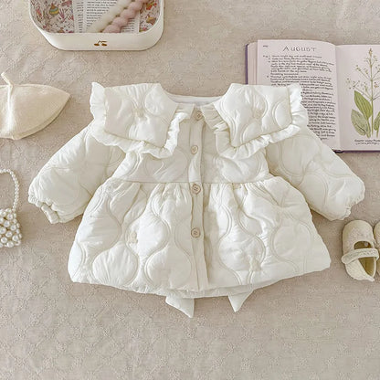 ショートコート・ジャケット・ジャンパー ベビーアウター キルティングコート ビッグカラージャケット バックリボン うさぎバニー刺繍【mh0003434】