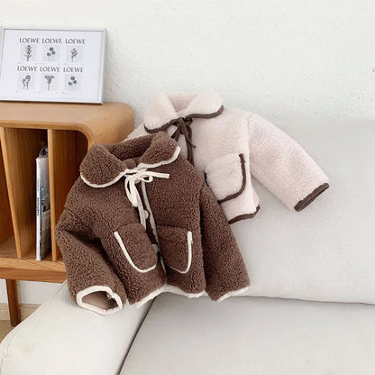 ショートコート・ジャケット・ジャンパー キッズアウター ボアフリースジャケット リボンコート【mh0003479】