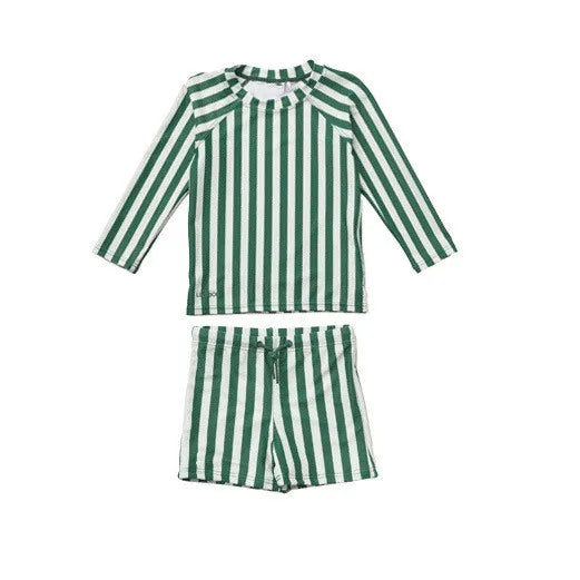 ベビー用水着 キッズ水着 ボーイズ 半袖長袖 セパレートラッシュガード  スイムウェア スイミングウェア 帽子セット【mh0004294】