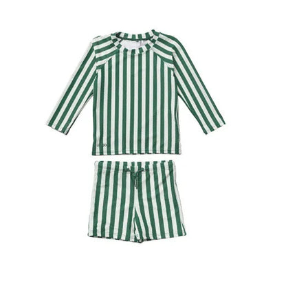 ベビー用水着 キッズ水着 ボーイズ 半袖長袖 セパレートラッシュガード  スイムウェア スイミングウェア 帽子セット【mh0004294】