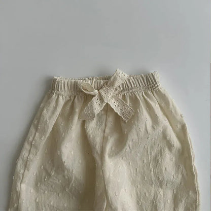 ロングパンツ・スウェットパンツ ベビーパンツ レース刺繍 ロングパンツ リボン サマーパンツ【mh0004810】