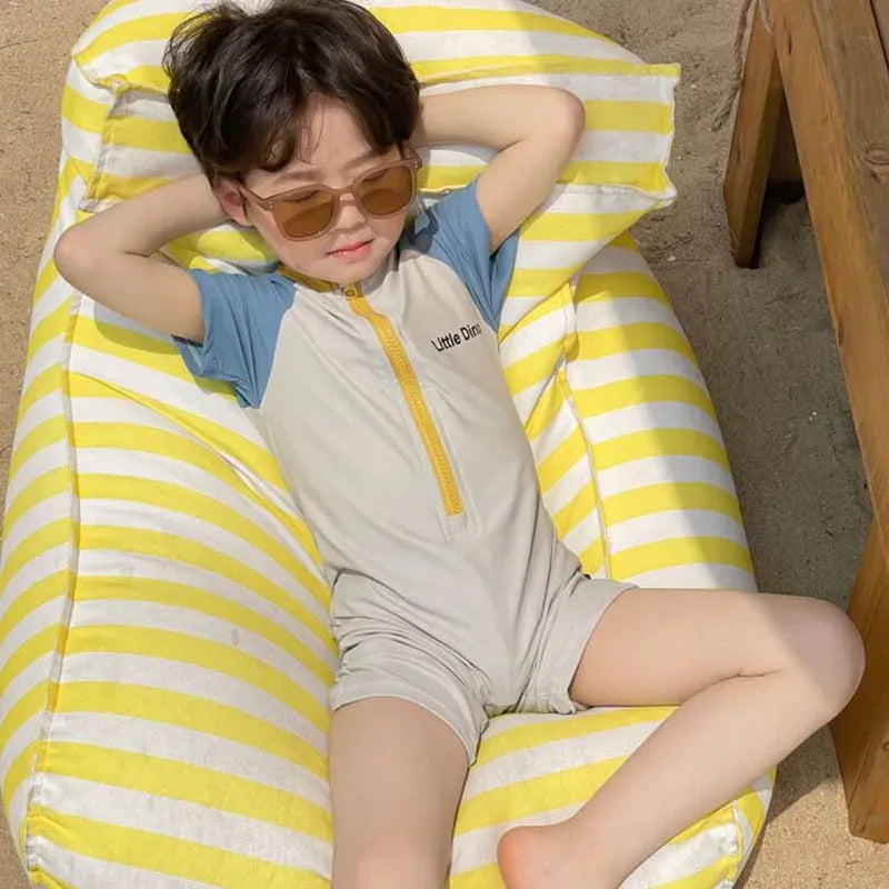 ベビー用水着 キッズ水着 半袖ラッシュガード つなぎ ワンピース スイムウェア 恐竜ダイナソープリント【mh0005114】