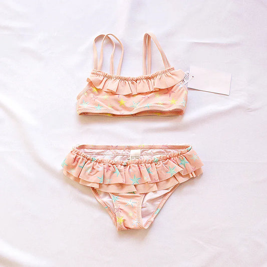 ベビー用水着 キッズ水着 ビキニセット セパレート フラミンゴ ヒトデ スターフィッシュ ピンク【mh0005129】