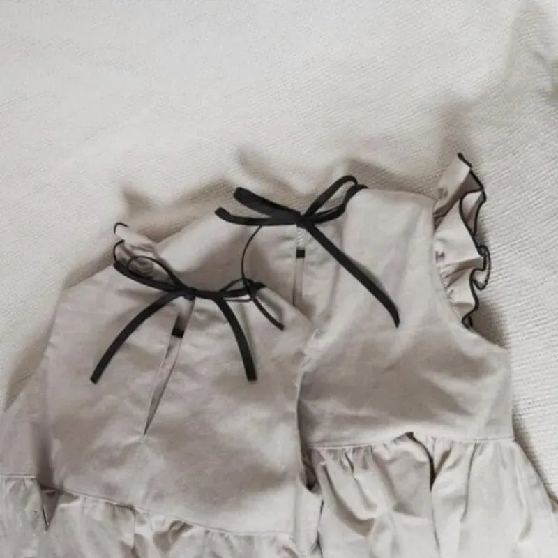 ノースリーブロンパース ベビーロンパース ノースリーブボディスーツ バックリボン お出かけ【mh0005140】