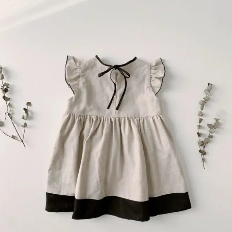 半袖ワンピース キッズワンピース フリルスリーブ 半袖 ドレスワンピース バックリボン お出かけ【mh0005141】