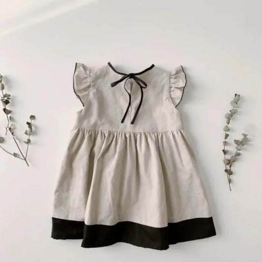 半袖ワンピース キッズワンピース フリルスリーブ 半袖 ドレスワンピース バックリボン お出かけ【mh0005141】