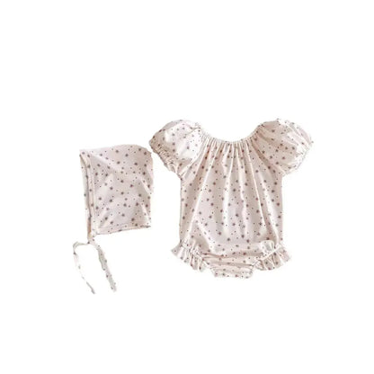 ベビー用水着 ベビー水着 帽子セット 半袖パフスリーブ ワンピース フラワー花柄/水玉ドットプリント ガールズスイムウェア【mh0005268】