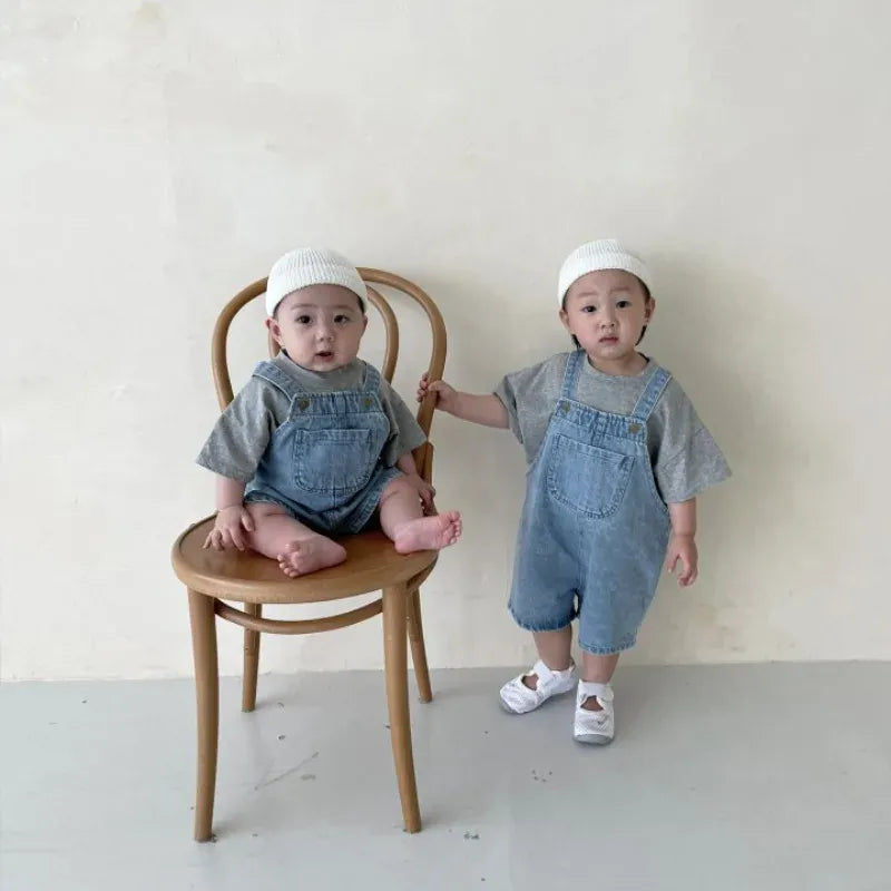 サロペットパンツ・サスペンダーパンツ ベビーオーバーオール デニム サロペット ジャンプスーツ【mh0005283】