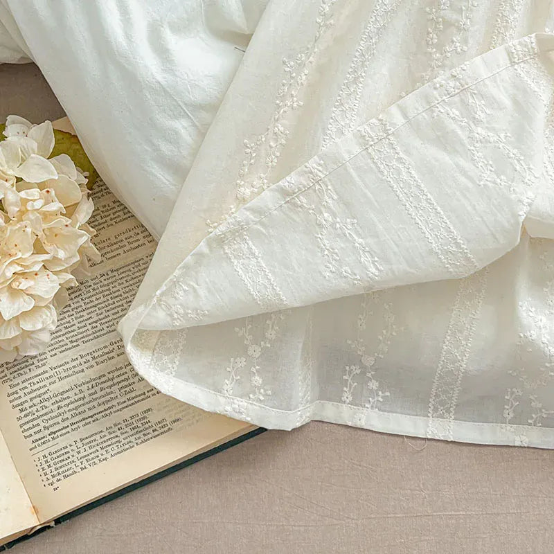 半袖ロンパース ベビーロンパース/キッズワンピース 半袖 ビッグ襟 レースフラワー花柄刺繍 リンクコーデ 姉妹 お揃いコーデ【mh0005325】