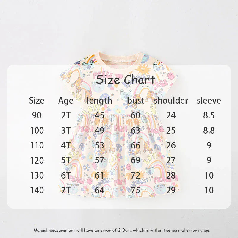 半袖ワンピース キッズワンピース 半袖サマーワンピース お絵描きプリント柄【mh0005490】