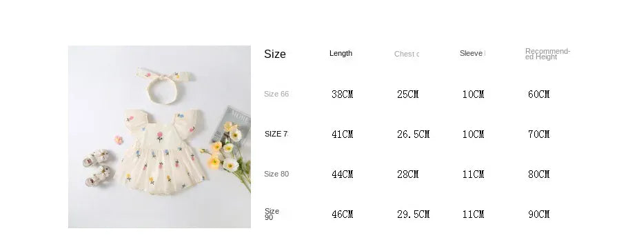 半袖ロンパース ベビーロンパース 半袖フレアスリーブスカートボディスーツ フラワー花柄刺繍 リボンヘアバンドセット【mh0005533】