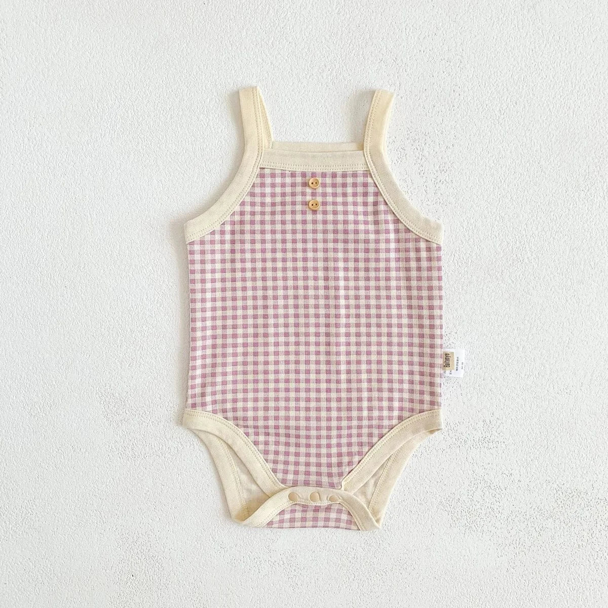 ノースリーブロンパース ベビーロンパース キャミソールボディスーツ チェック【mh0005646】