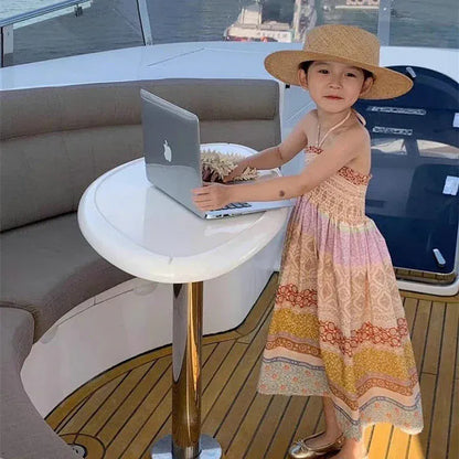 ノースリーブワンピース キッズワンピース ホルターネック サマードレス リゾートウェア【mh0005653】