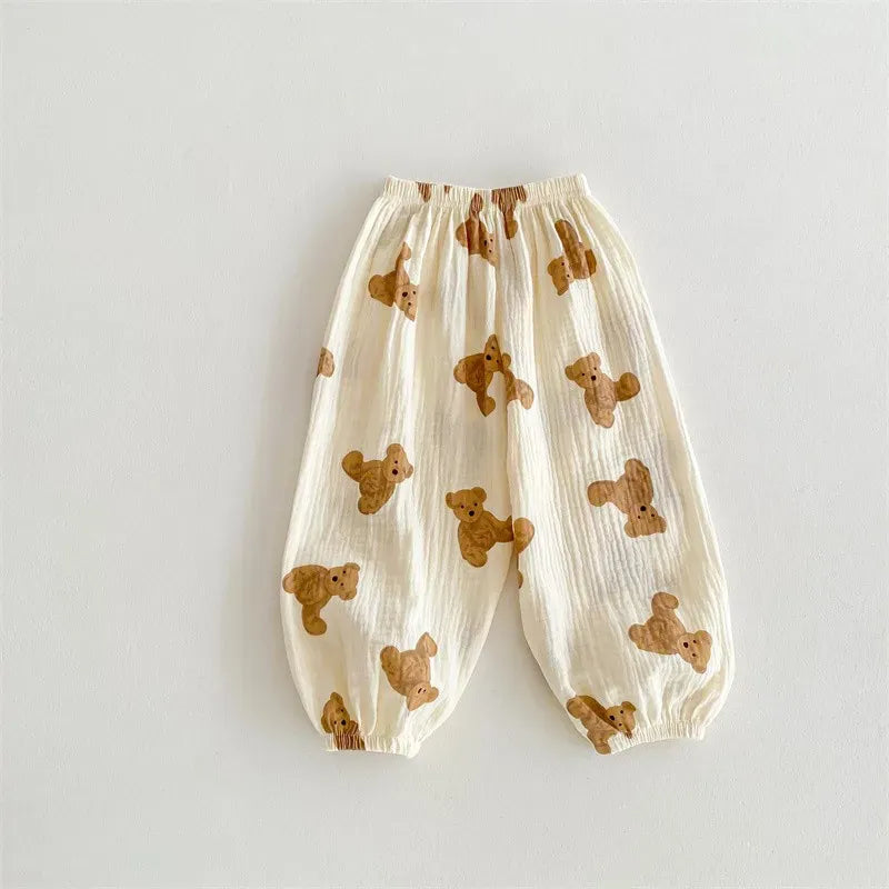 ロングパンツ・スウェットパンツ キッズパンツ サマーロングパンツ ハート/カラフルハート/ベアくま プリント【mh0005656】