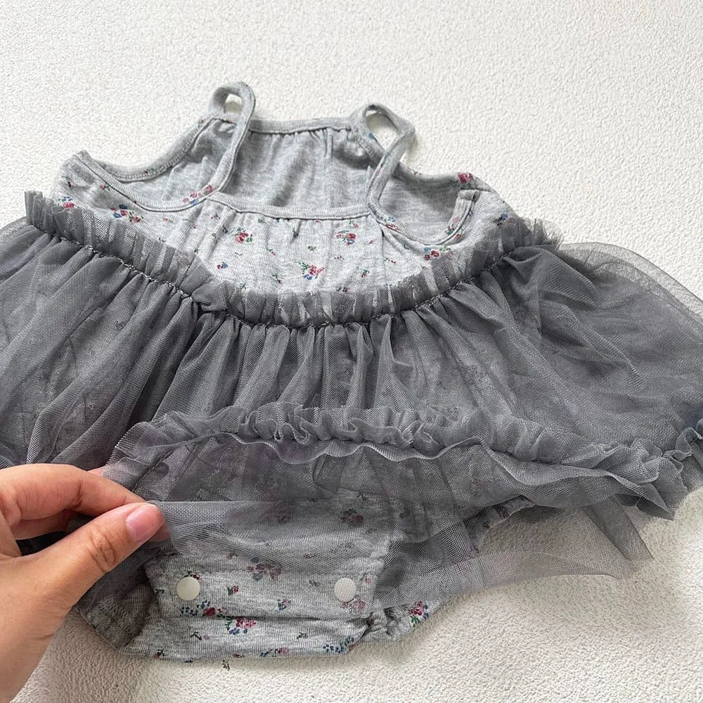 ノースリーブロンパース ベビーロンパース キャミソール チュールスカートドッキングボディスーツ サマードレス【mh0005657】