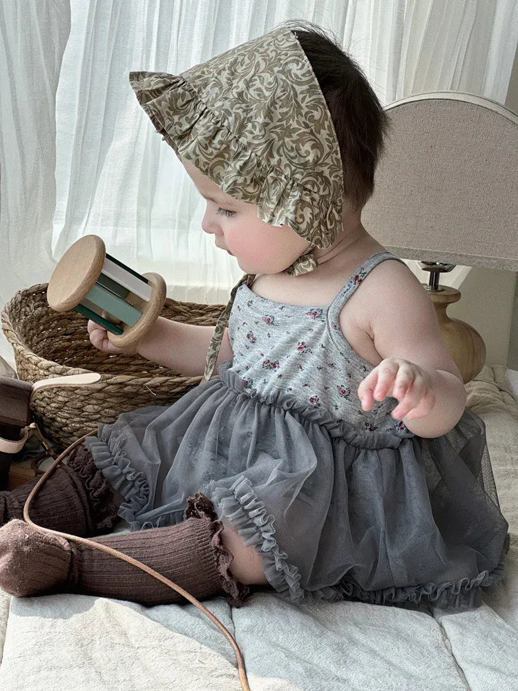 ノースリーブロンパース ベビーロンパース キャミソール チュールスカートドッキングボディスーツ サマードレス【mh0005657】