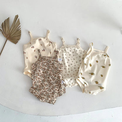 ノースリーブロンパース ベビーロンパース キャミソールボディスーツ プリント柄 肌着【mh0005710】