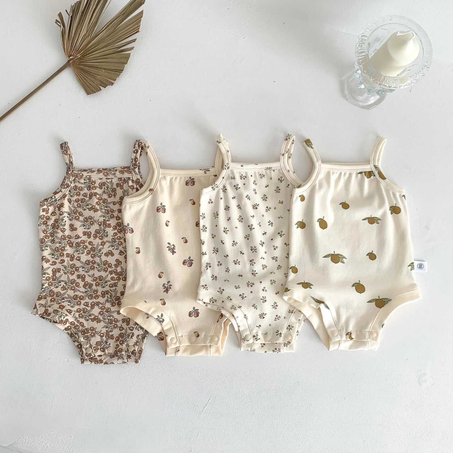 ノースリーブロンパース ベビーロンパース キャミソールボディスーツ プリント柄 肌着【mh0005710】