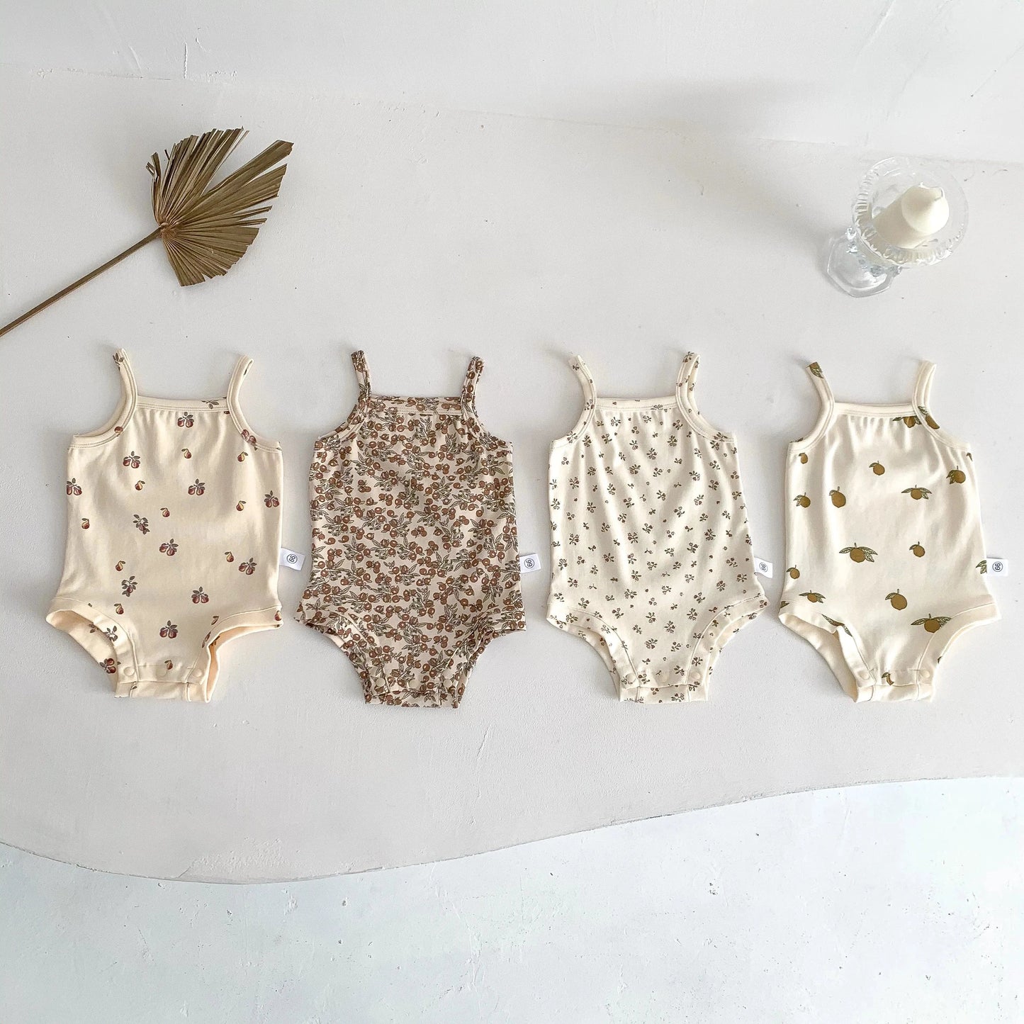 ノースリーブロンパース ベビーロンパース キャミソールボディスーツ プリント柄 肌着【mh0005710】