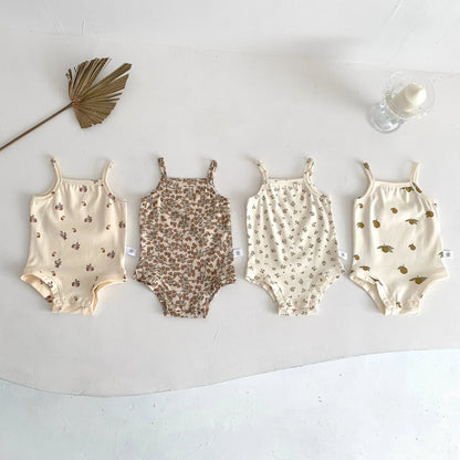 ノースリーブロンパース ベビーロンパース キャミソールボディスーツ プリント柄 肌着【mh0005710】