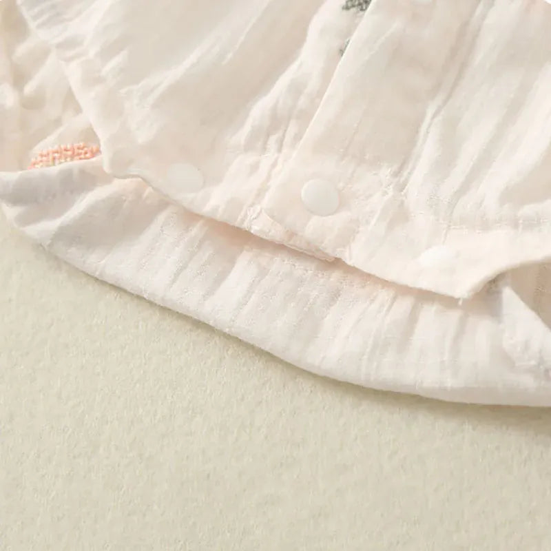 半袖ロンパース ベビーロンパース 半袖フリルスリーブボディスーツ ナチュラルフラワープリント ピンク【mh0005769】