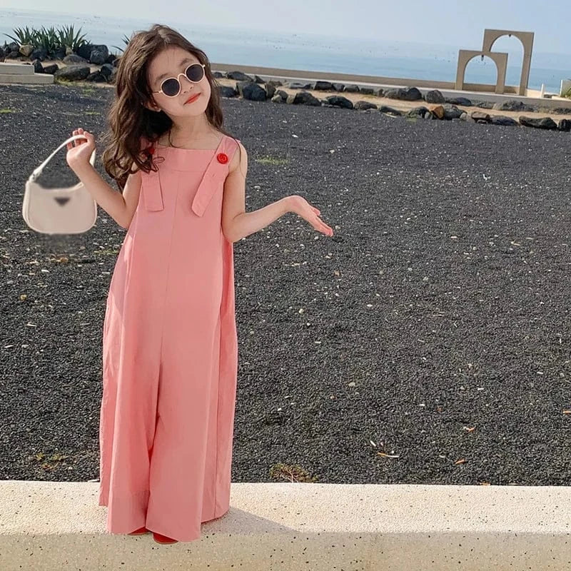 サロペットパンツ・サスペンダーパンツ キッズサロペット サスペンダーパンツ ワイドルーズパンツ ピンク【mh0005852】