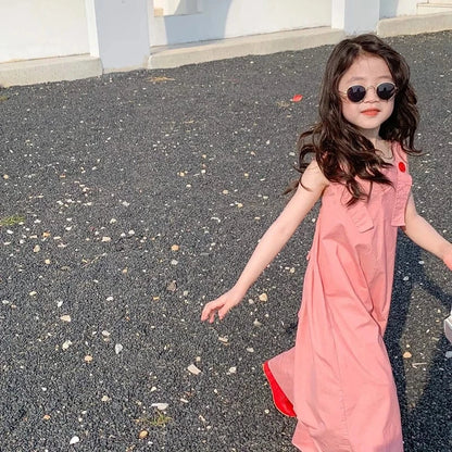 サロペットパンツ・サスペンダーパンツ キッズサロペット サスペンダーパンツ ワイドルーズパンツ ピンク【mh0005852】