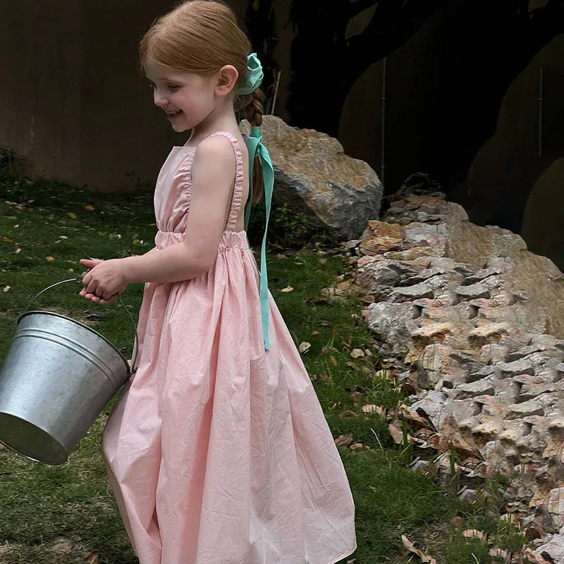 ノースリーブワンピース キッズワンピース キャミソールドレスワンピース ピンク【mh0005853】