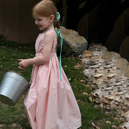 ノースリーブワンピース キッズワンピース キャミソールドレスワンピース ピンク【mh0005853】