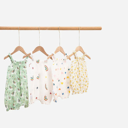 ノースリーブジャンプスーツ ベビージャンプスーツ キャミソールボディスーツ 帽子セット【mh0005884】
