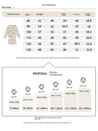 ベビー用水着 キッズ水着 スイムウェア ボーイズ 長袖トップス+ショートパンツ ラッシュガード【mh0005927】