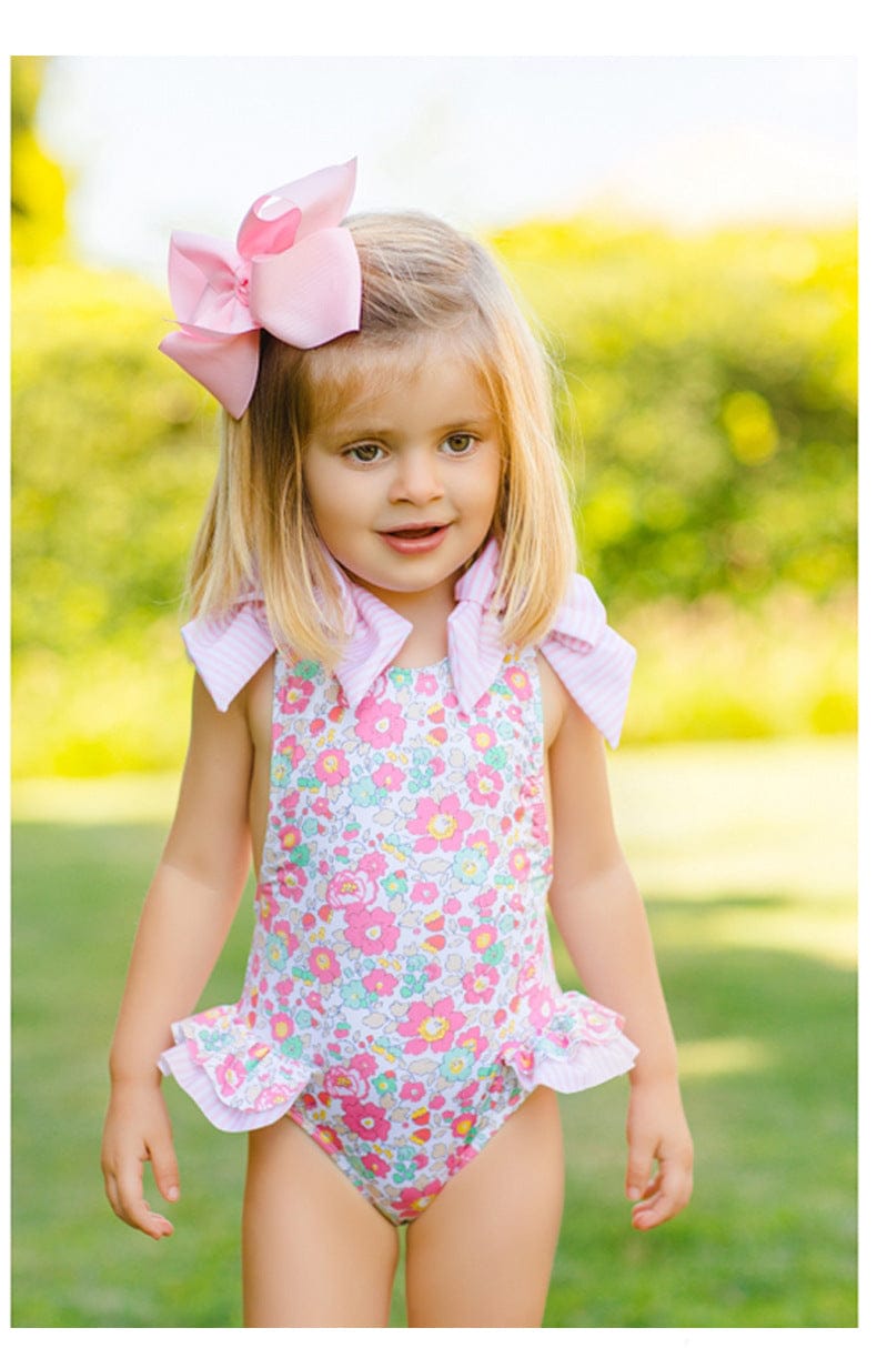 ベビー用水着 キッズ水着 ガールズワンピース/セパレートビキニ フラワー花柄プリント リボン スイムウェア【mh0005933】