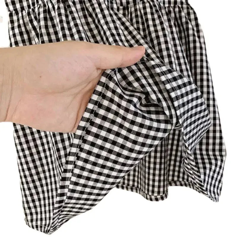 ノースリーブワンピース キッズワンピース チェック レース ノースリーブワンピース【mh0005972】