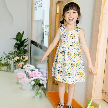ノースリーブワンピース キッズワンピース ノースリーブプリントワンピース アニマル/幾何学/フラワープリント【mh0005973】