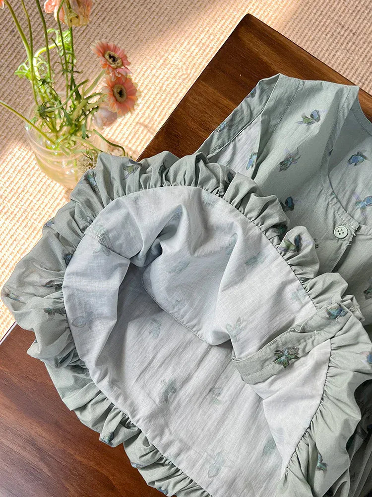 タンクトップ・キャミソール・ノースリーブトップス キッズトップス ノースリーブ バルーンチュニックブラウス フラワー花柄プリント【mh0006011】